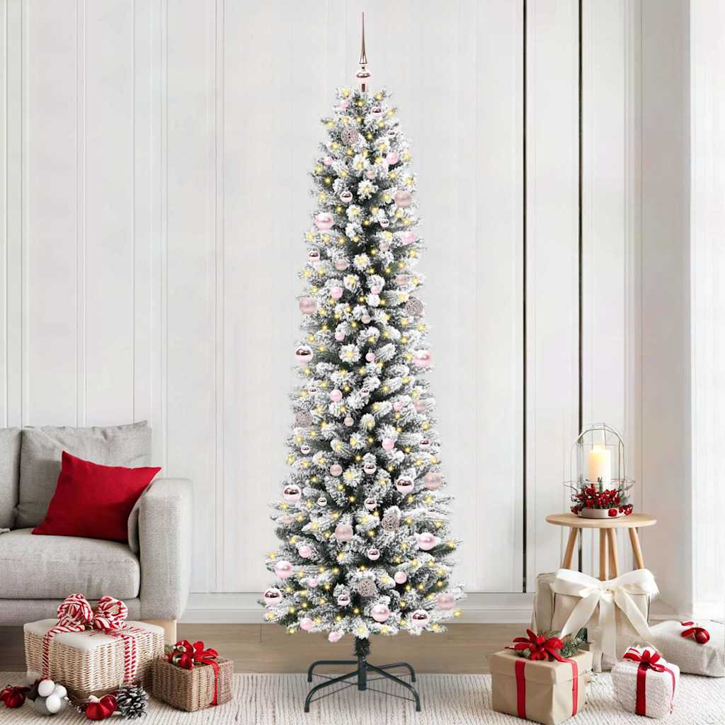 vidaXL Artificial Christmas Tree with 300 LEDs with Stand White 240 cm