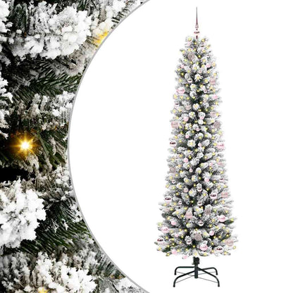 vidaXL Artificial Christmas Tree with 300 LEDs with Stand White 240 cm