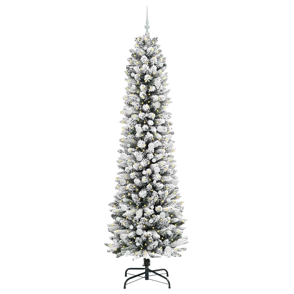 vidaXL Artificial Christmas Tree with 300 LEDs with Stand White 240 cm