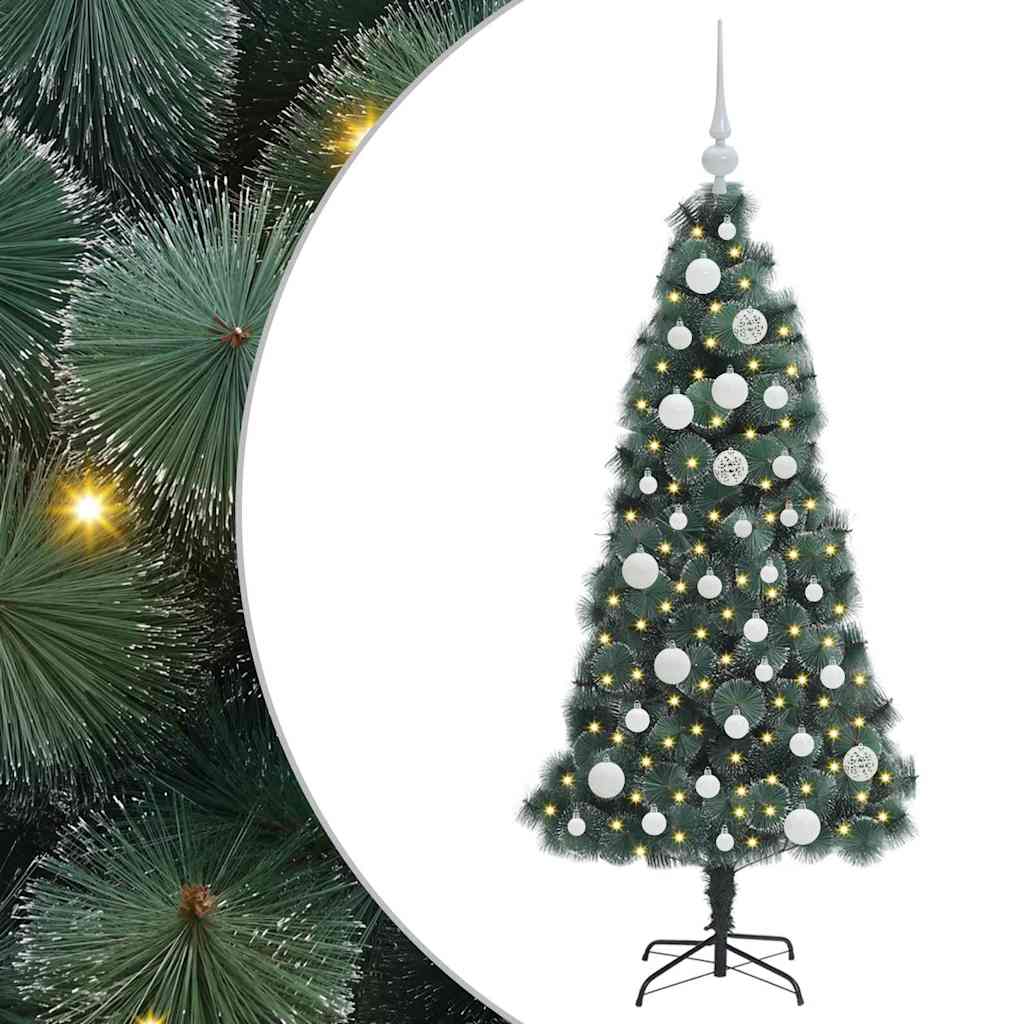 vidaXL Artificial Pre-lit Christmas Tree with Ball Set Green 120 cm