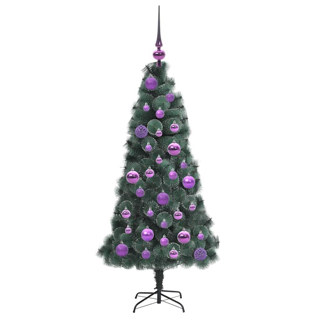 vidaXL Artificial Pre-lit Christmas Tree with Ball Set Green 120 cm
