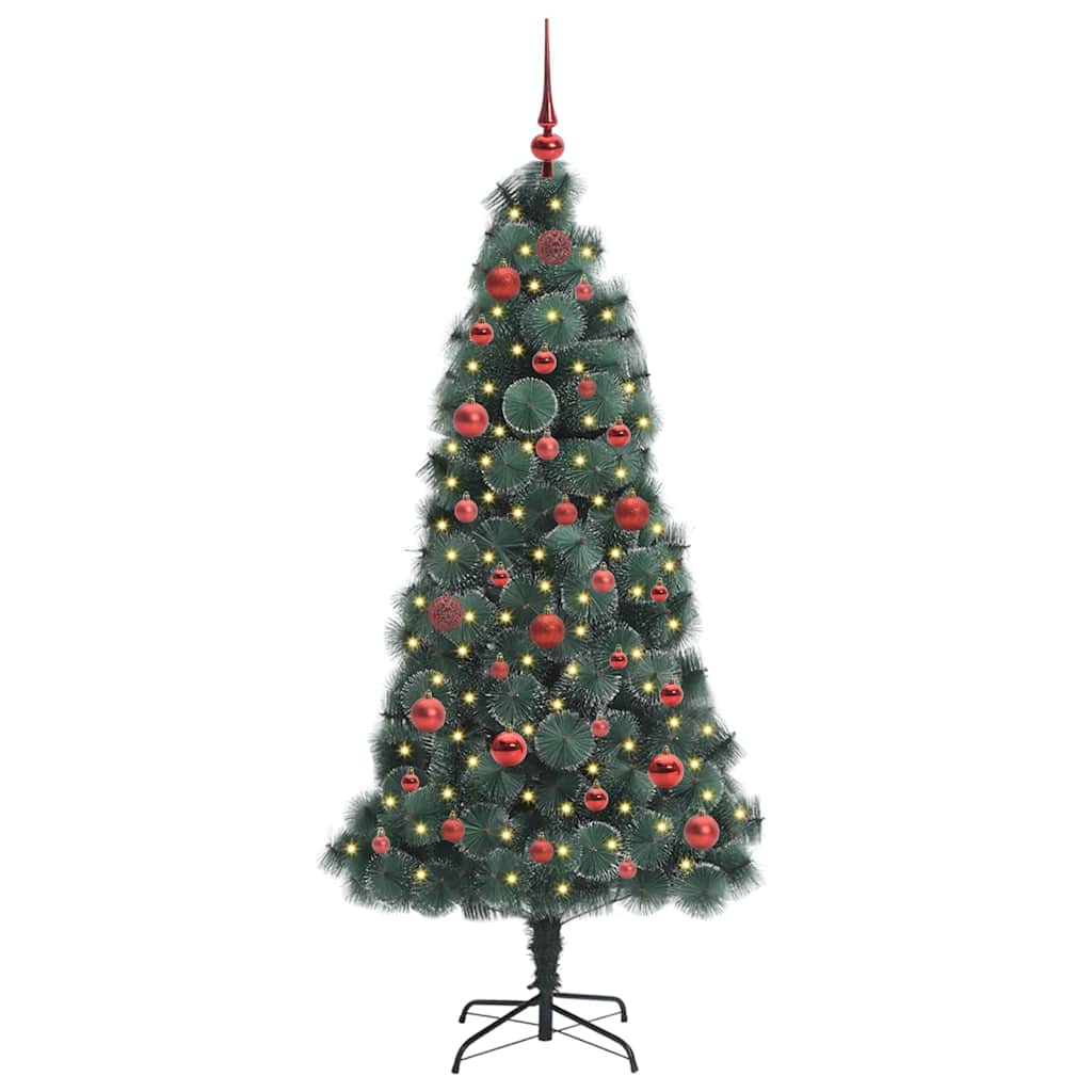 vidaXL Artificial Pre-lit Christmas Tree with Ball Set Green 150 cm