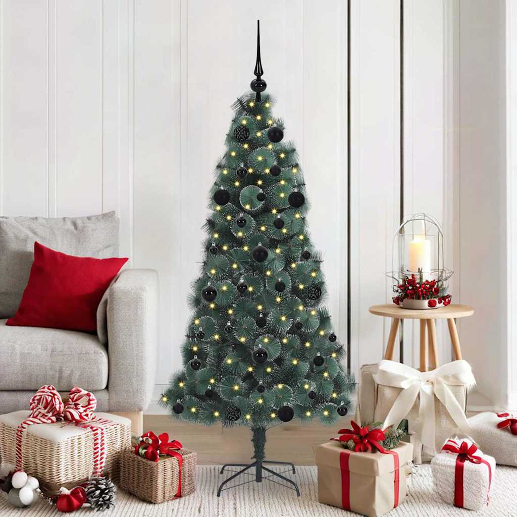 vidaXL Artificial Pre-lit Christmas Tree with Ball Set Green 150 cm