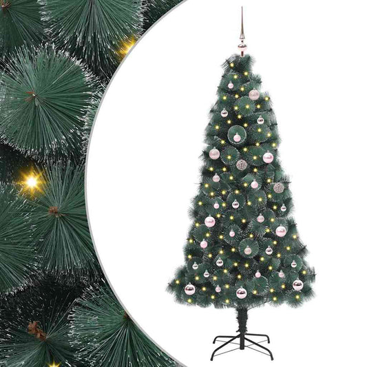 vidaXL Artificial Pre-lit Christmas Tree with Ball Set Green 150 cm