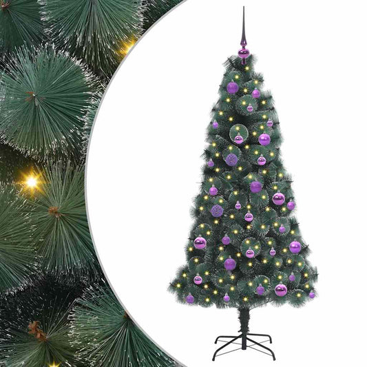 vidaXL Artificial Pre-lit Christmas Tree with Ball Set Green 150 cm