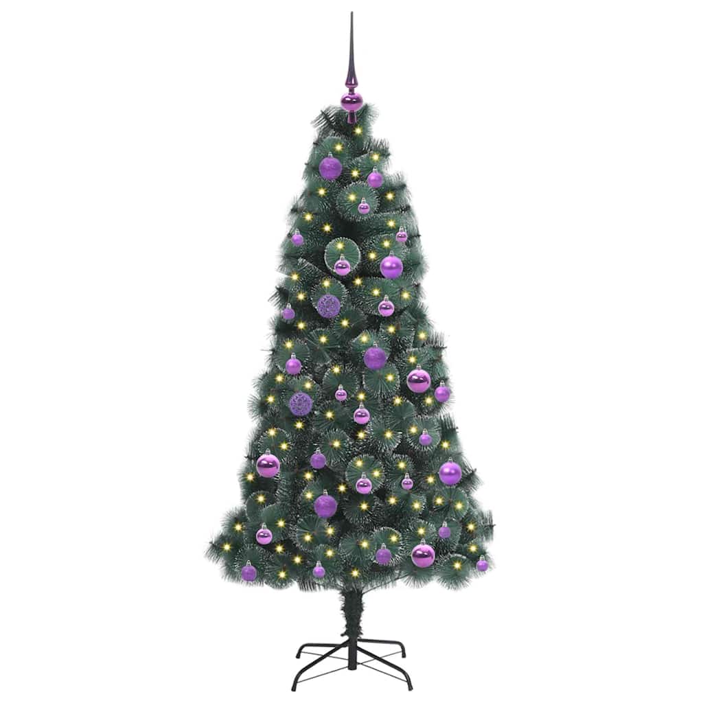vidaXL Artificial Pre-lit Christmas Tree with Ball Set Green 150 cm