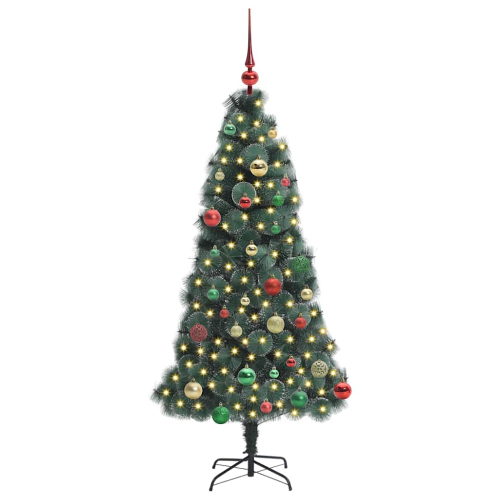 vidaXL Artificial Pre-lit Christmas Tree with Ball Set Green 150 cm