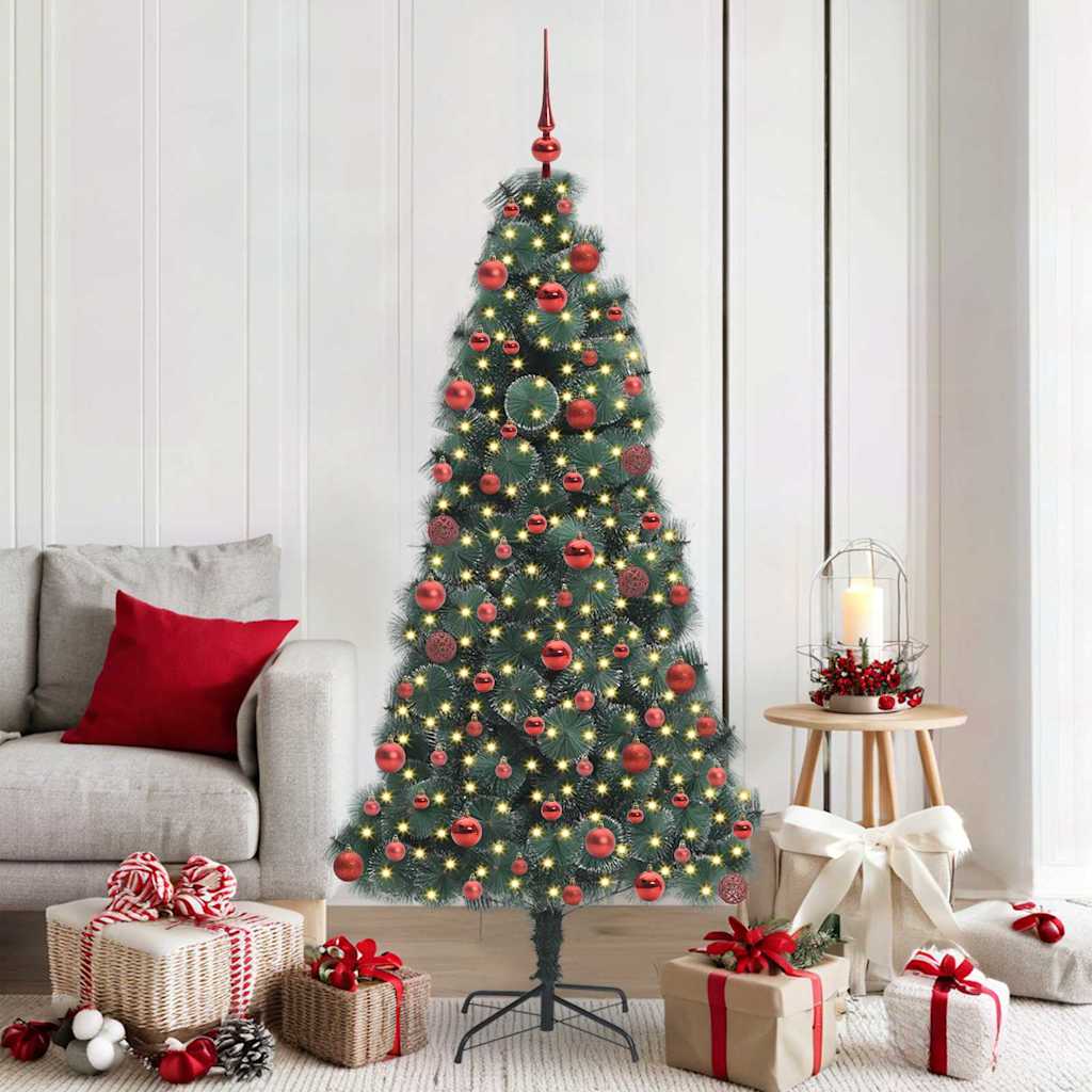 vidaXL Artificial Pre-lit Christmas Tree with Ball Set Green 180 cm