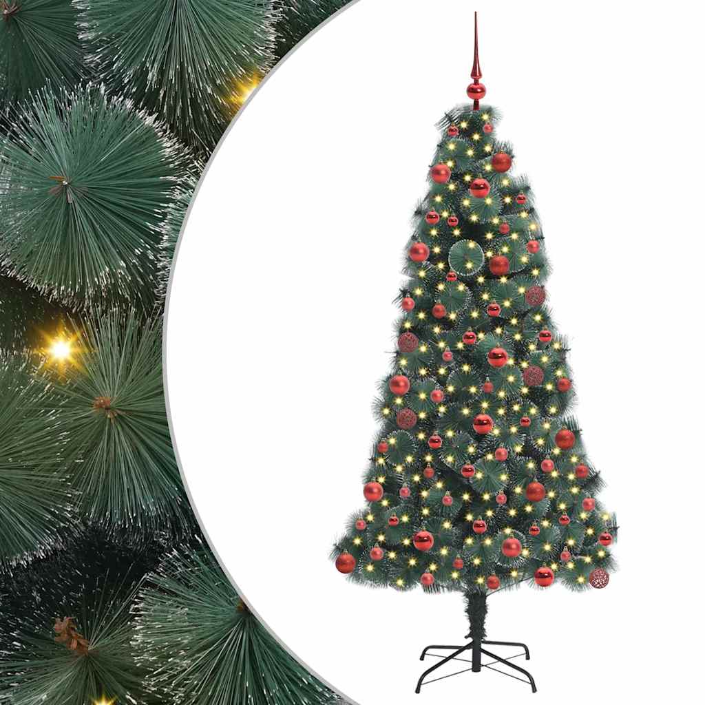 vidaXL Artificial Pre-lit Christmas Tree with Ball Set Green 180 cm
