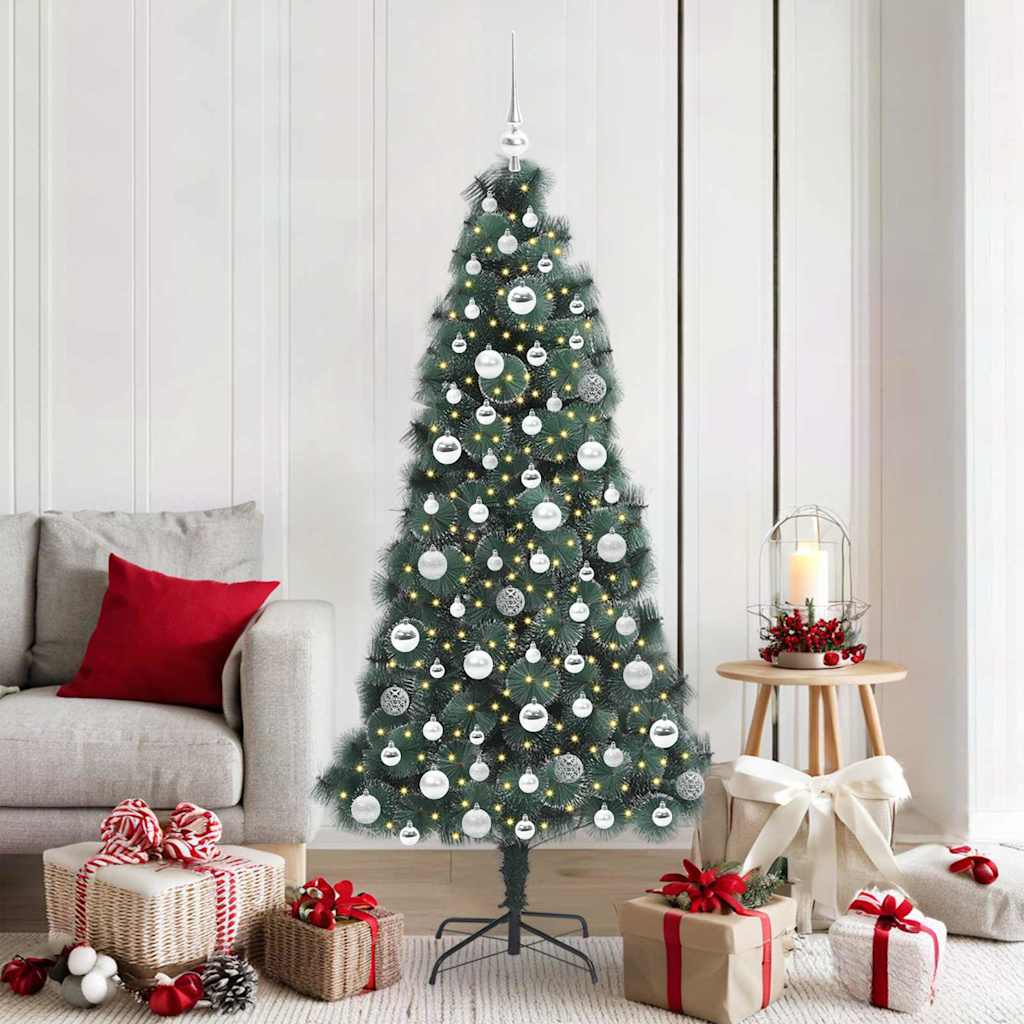 vidaXL Artificial Pre-lit Christmas Tree with Ball Set Green 180 cm