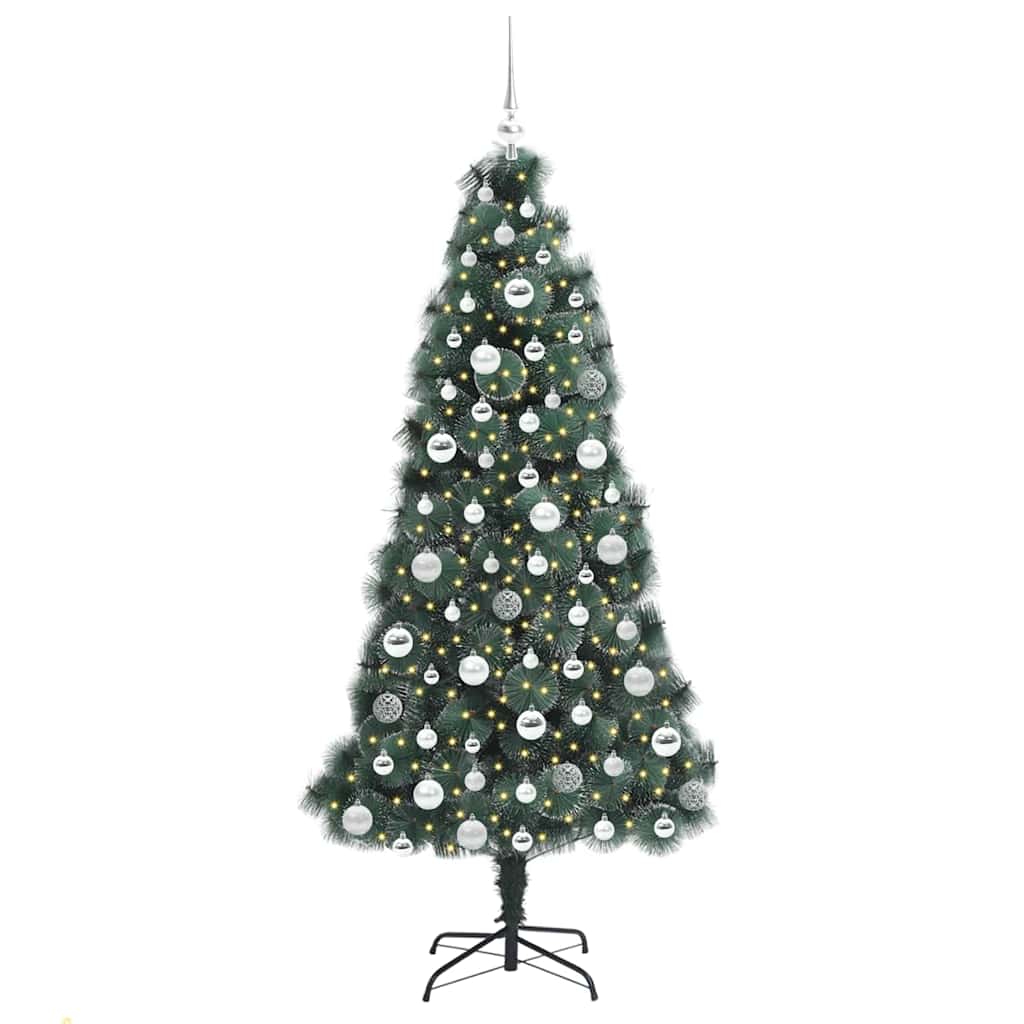 vidaXL Artificial Pre-lit Christmas Tree with Ball Set Green 180 cm