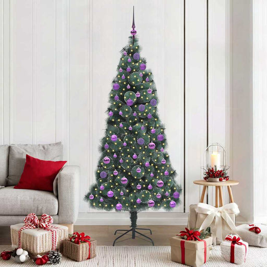 vidaXL Artificial Pre-lit Christmas Tree with Ball Set Green 180 cm