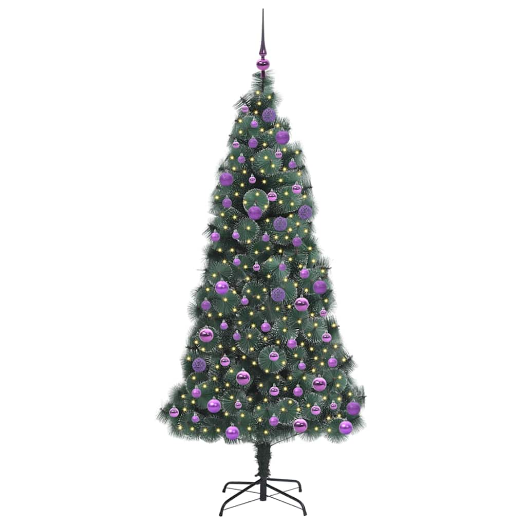 vidaXL Artificial Pre-lit Christmas Tree with Ball Set Green 180 cm