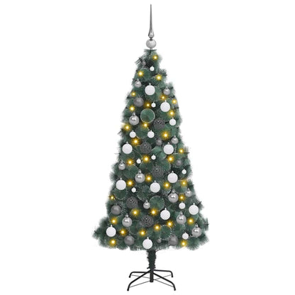 vidaXL Artificial Pre-lit Christmas Tree with Ball Set Green 210 cm