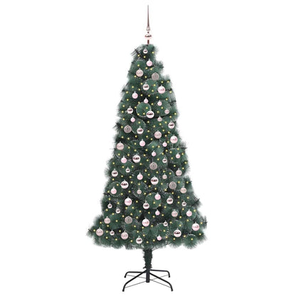 vidaXL Artificial Pre-lit Christmas Tree with Ball Set Green 210 cm