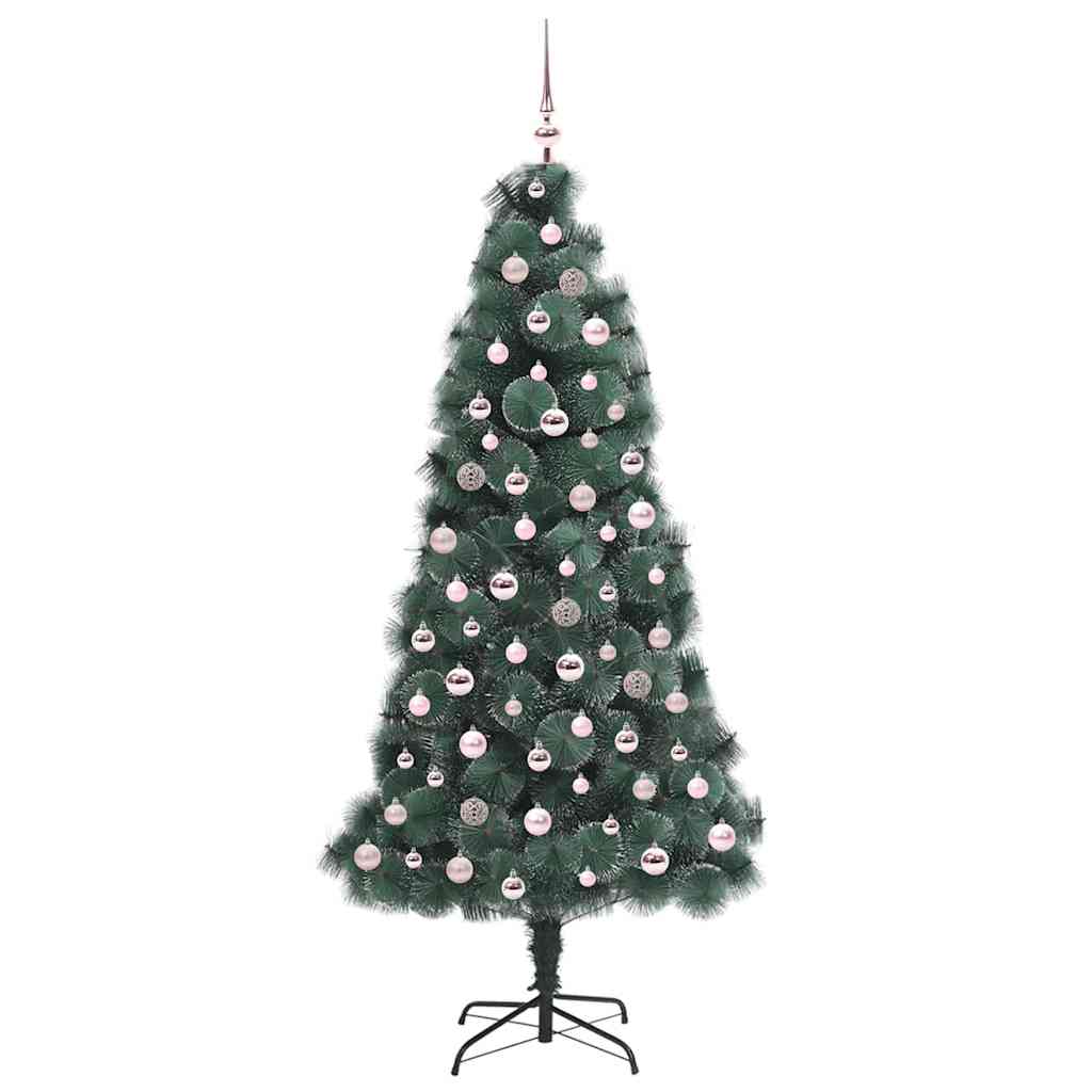 vidaXL Artificial Pre-lit Christmas Tree with Ball Set Green 210 cm