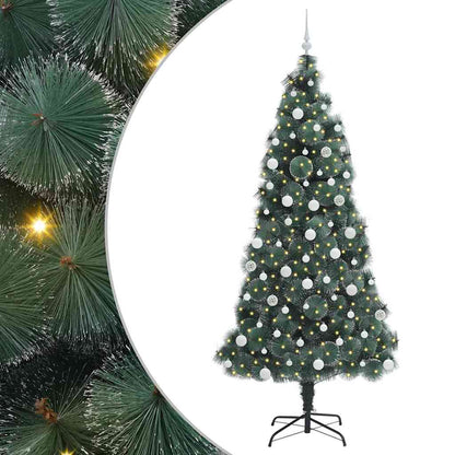 vidaXL Artificial Pre-lit Christmas Tree with Ball Set Green 210 cm