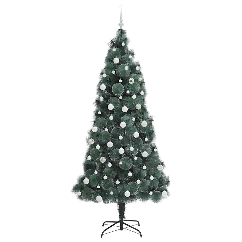 vidaXL Artificial Pre-lit Christmas Tree with Ball Set Green 210 cm