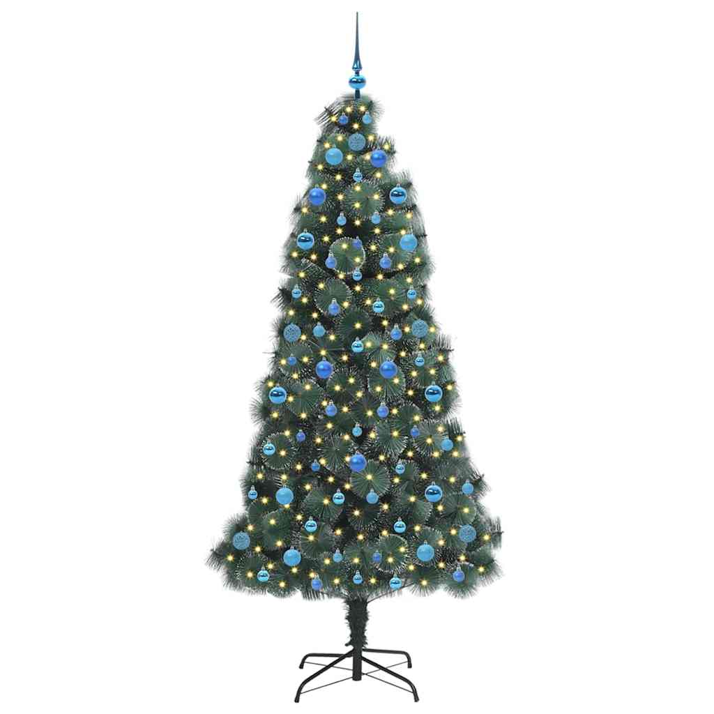 vidaXL Artificial Pre-lit Christmas Tree with Ball Set Green 210 cm