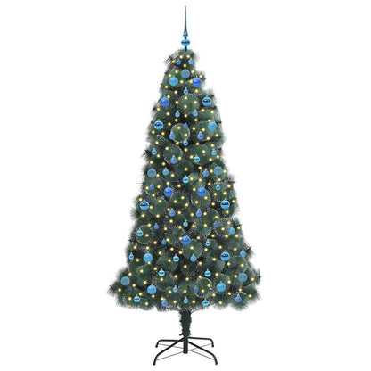 vidaXL Artificial Pre-lit Christmas Tree with Ball Set Green 210 cm