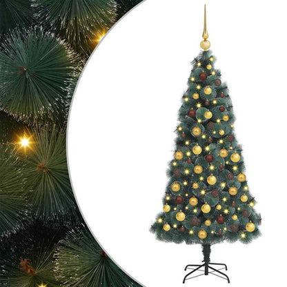 vidaXL Artificial Pre-lit Christmas Tree with Ball Set Green 240 cm