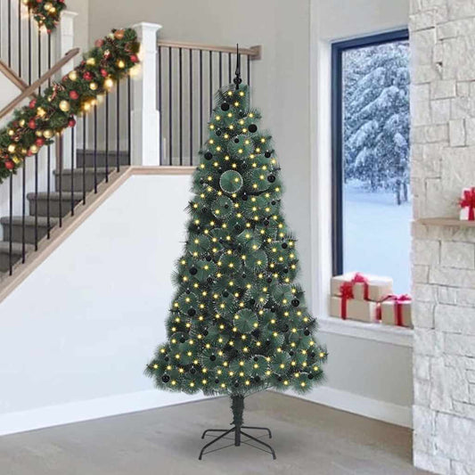 vidaXL Artificial Pre-lit Christmas Tree with Ball Set Green 240 cm