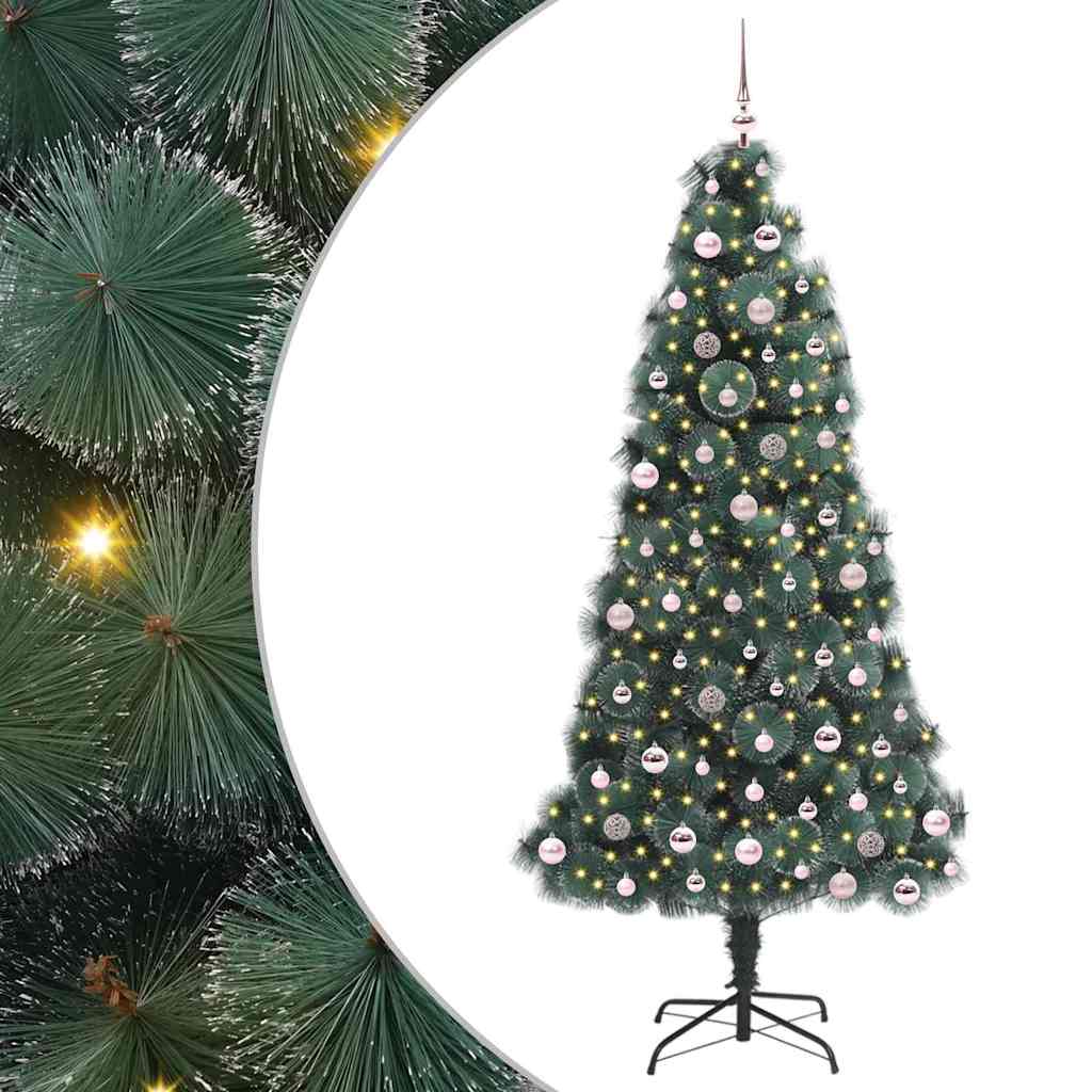vidaXL Artificial Pre-lit Christmas Tree with Ball Set Green 240 cm