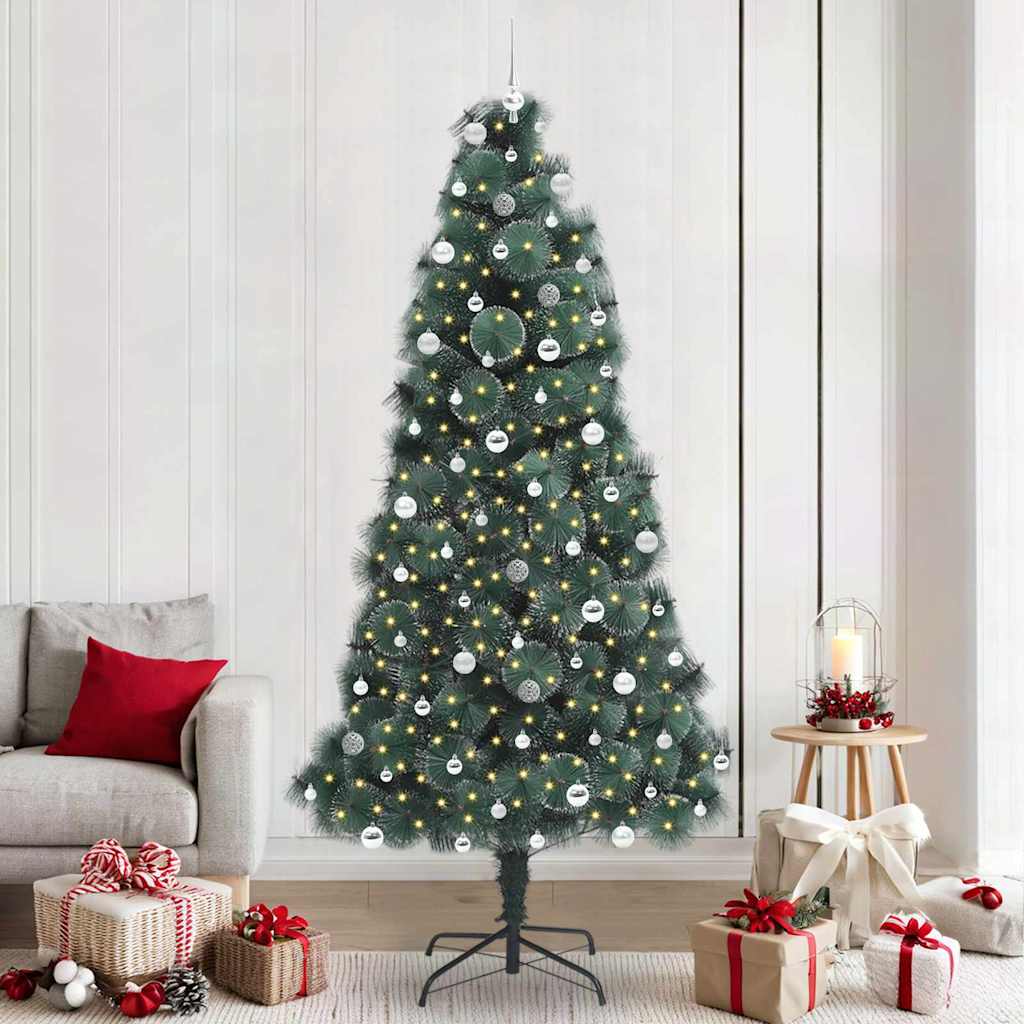 vidaXL Artificial Pre-lit Christmas Tree with Ball Set Green 240 cm