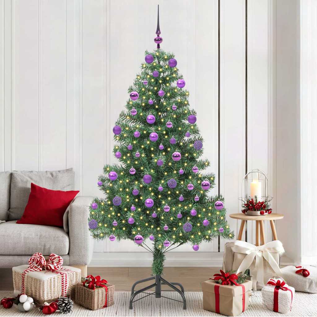 vidaXL Christmas Tree with 300 LEDs with Stand Green 210 cm PVC