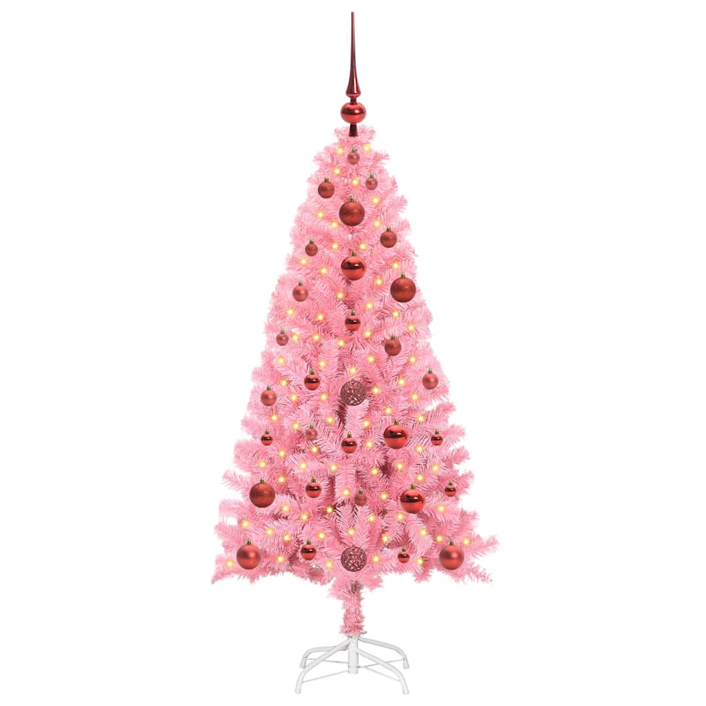 vidaXL Christmas Tree with 150 LEDs with Stand Pink 120 cm PVC
