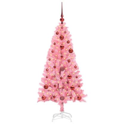 vidaXL Christmas Tree with 150 LEDs with Stand Pink 120 cm PVC