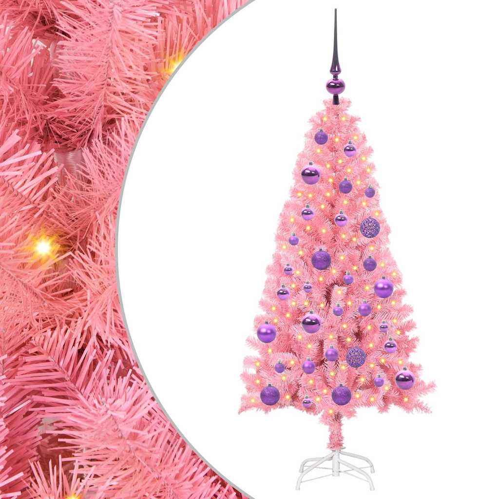 vidaXL Christmas Tree with 150 LEDs with Stand Pink 120 cm PVC
