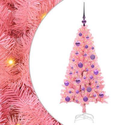 vidaXL Christmas Tree with 150 LEDs with Stand Pink 120 cm PVC