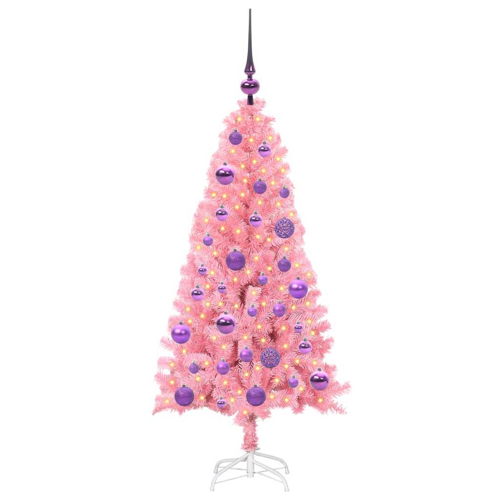 vidaXL Christmas Tree with 150 LEDs with Stand Pink 120 cm PVC