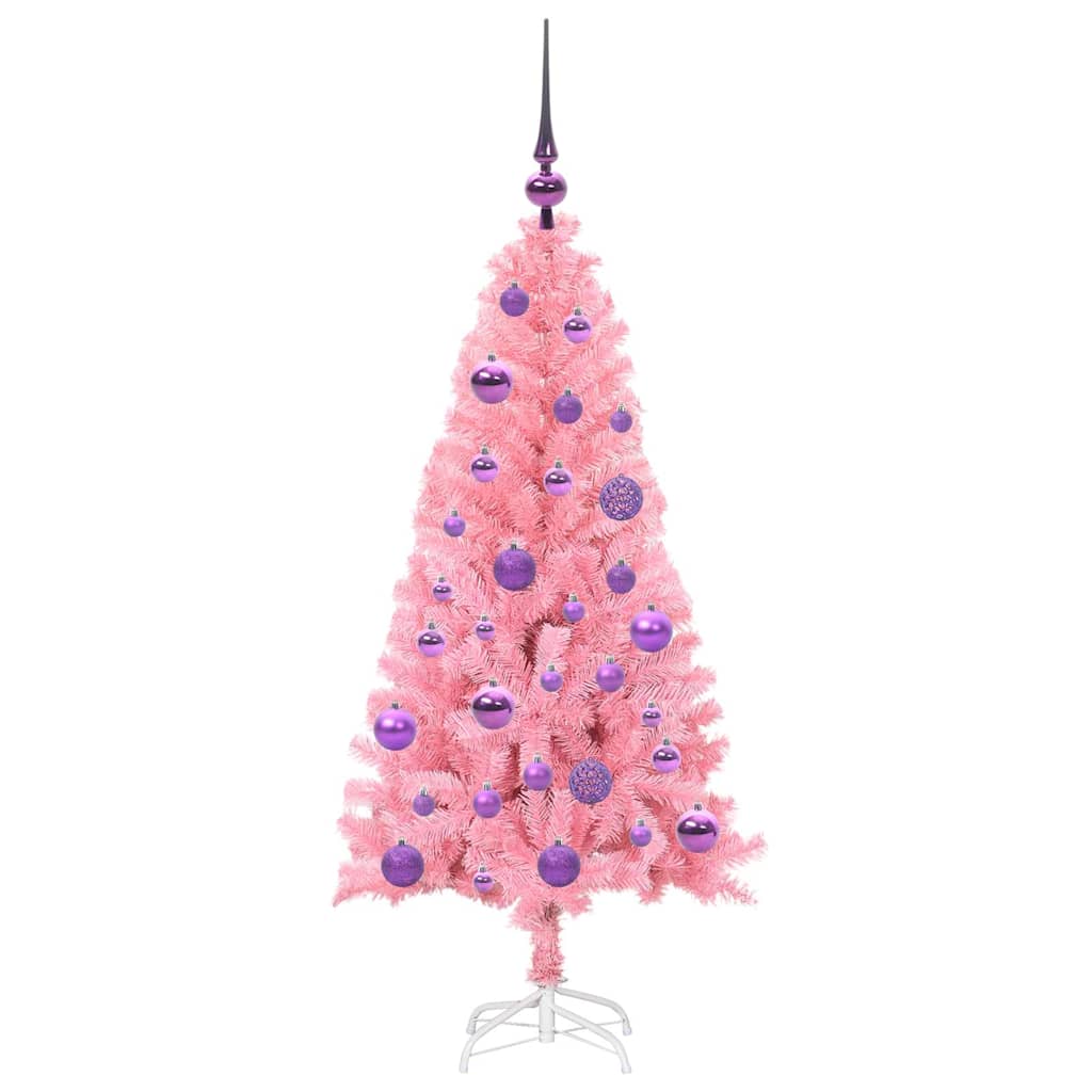 vidaXL Christmas Tree with 150 LEDs with Stand Pink 120 cm PVC