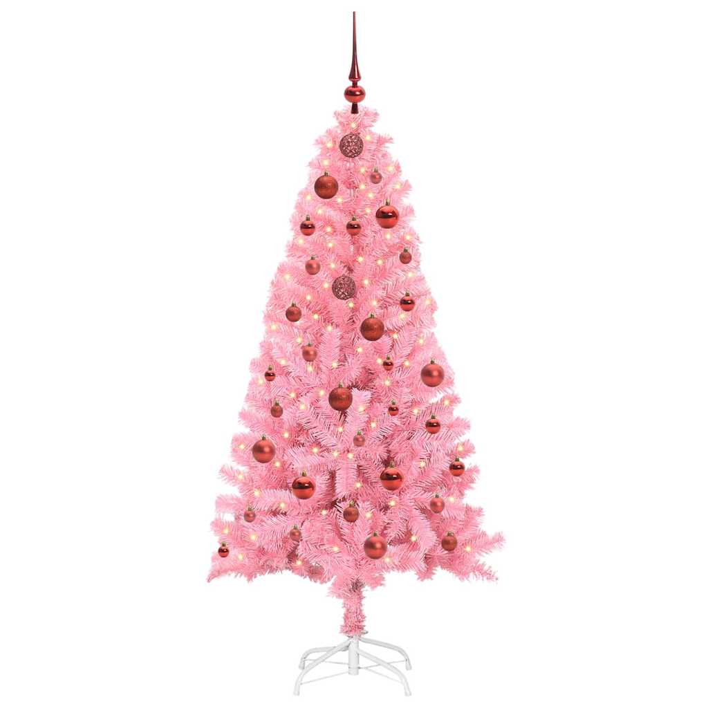 vidaXL Christmas Tree with 150 LEDs with Stand Pink 150 cm PVC