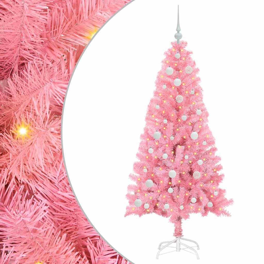 vidaXL Christmas Tree with 150 LEDs with Stand Pink 150 cm PVC