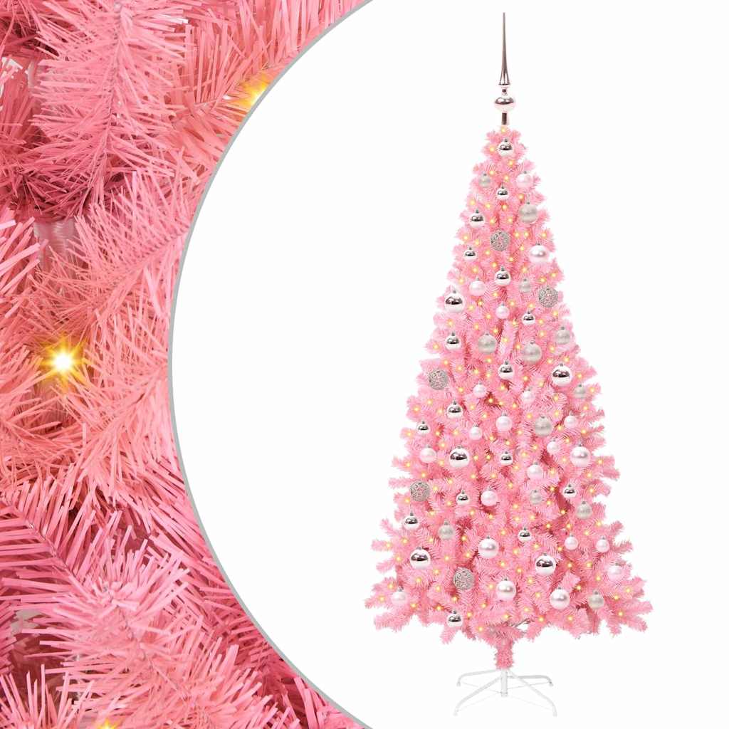 vidaXL Christmas Tree with 300 LEDs with Stand Pink 180 cm PVC