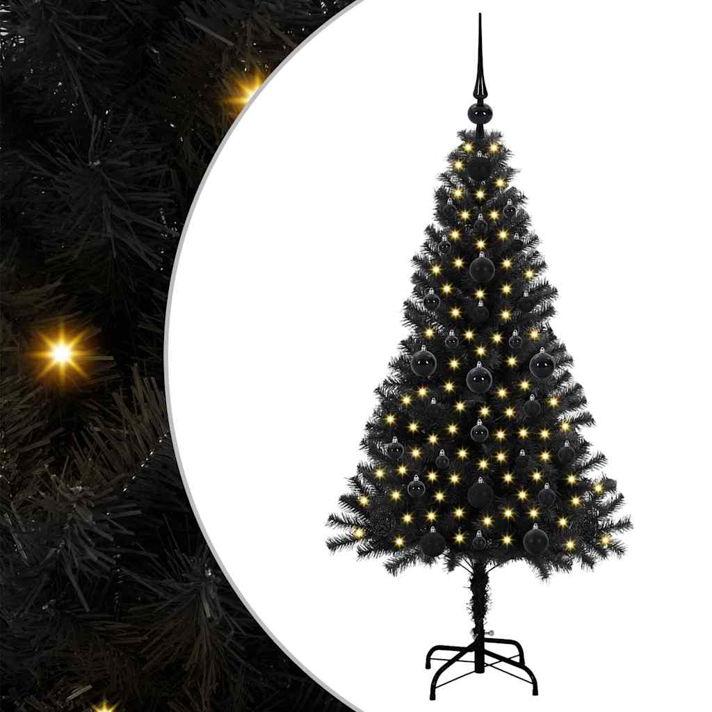 vidaXL Christmas Tree with 150 LEDs with Stand Black 120 cm PVC