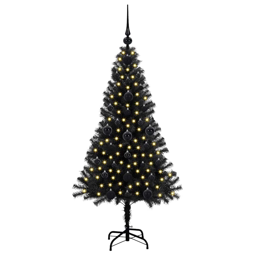 vidaXL Christmas Tree with 150 LEDs with Stand Black 120 cm PVC