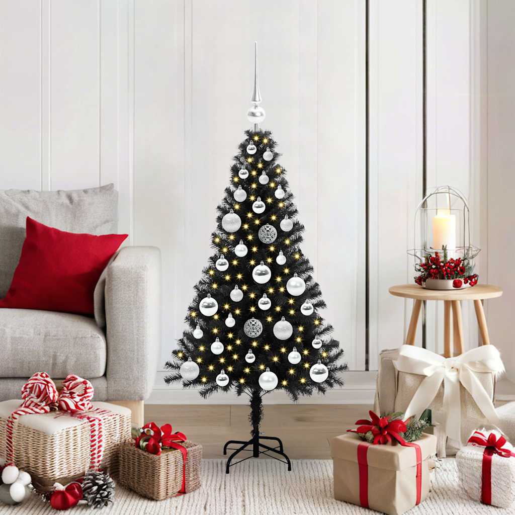 vidaXL Christmas Tree with 150 LEDs with Stand Black 120 cm PVC
