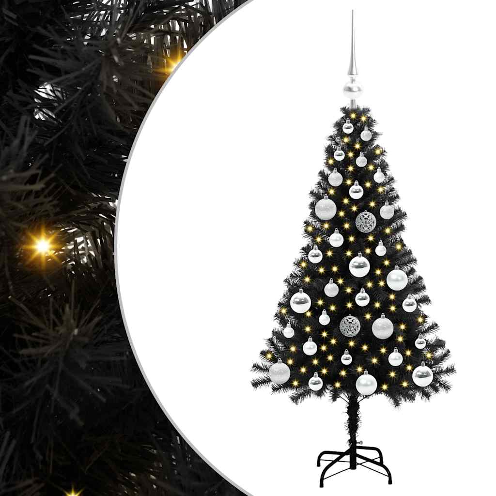 vidaXL Christmas Tree with 150 LEDs with Stand Black 120 cm PVC