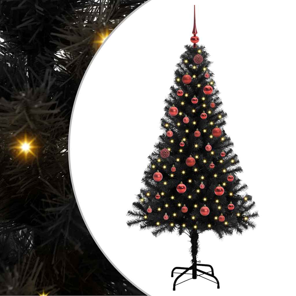 vidaXL Christmas Tree with 150 LEDs with Stand Black 150 cm PVC