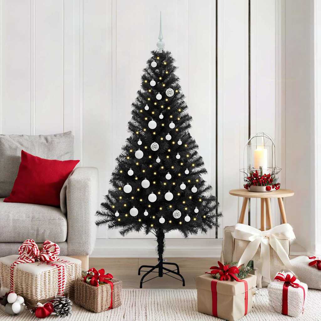 vidaXL Christmas Tree with 150 LEDs with Stand Black 150 cm PVC