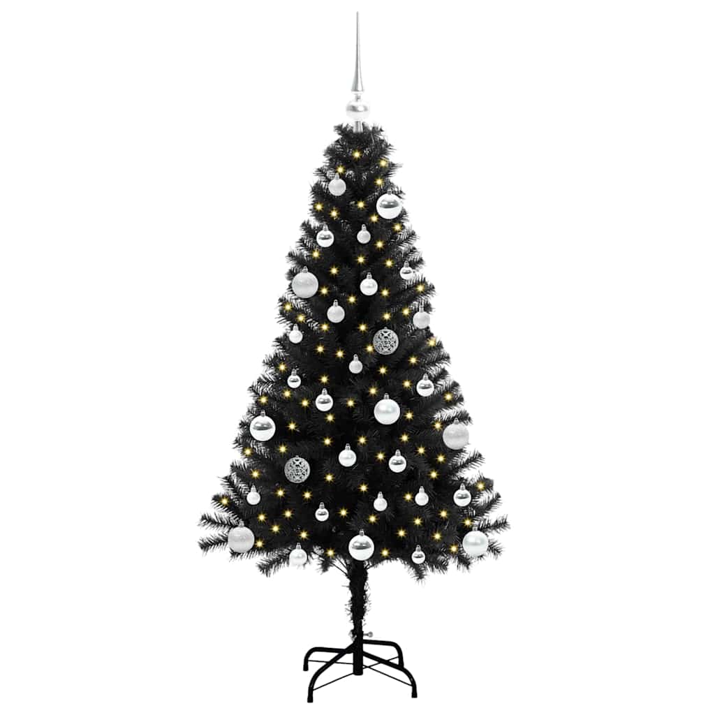vidaXL Christmas Tree with 150 LEDs with Stand Black 150 cm PVC