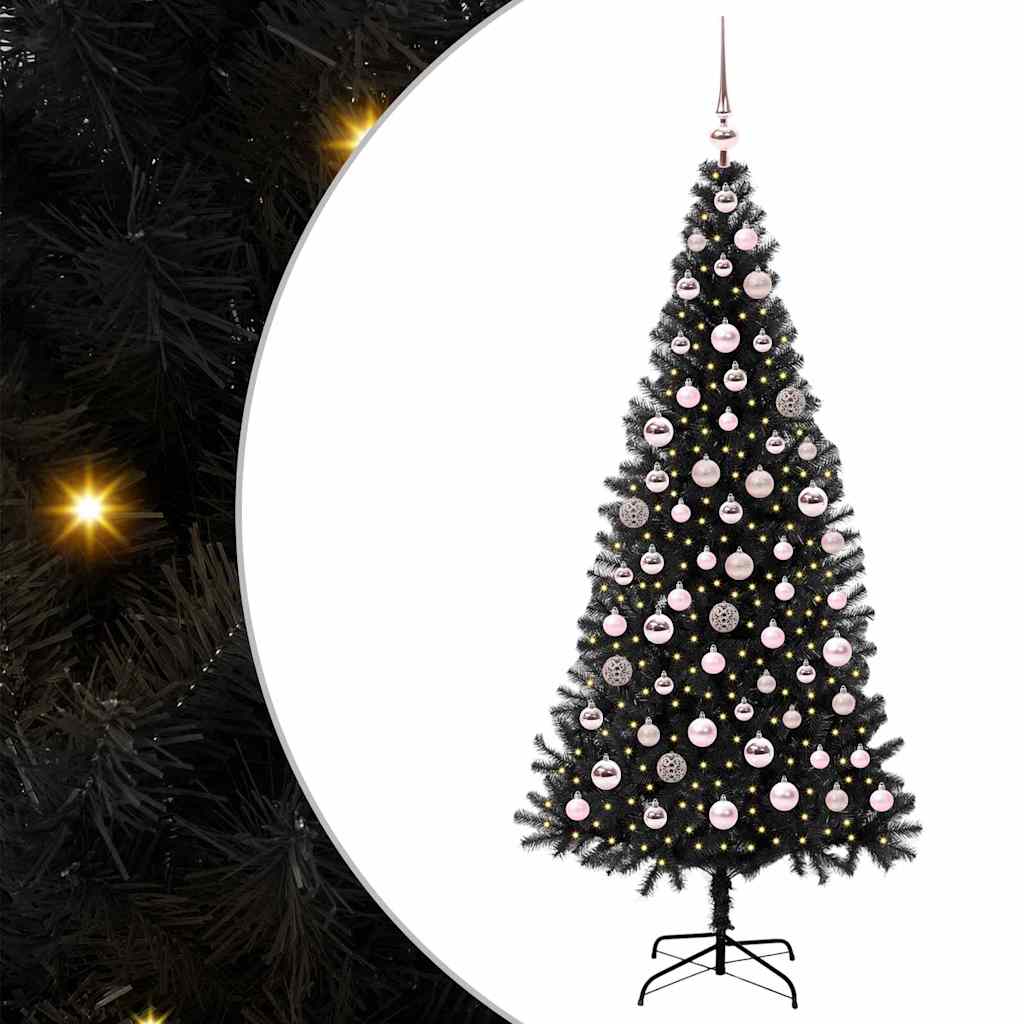vidaXL Christmas Tree with 300 LEDs with Stand Black 180 cm PVC