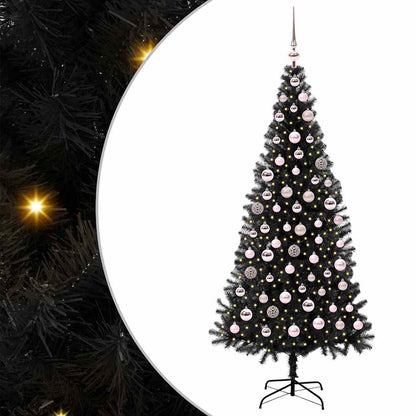 vidaXL Christmas Tree with 300 LEDs with Stand Black 180 cm PVC
