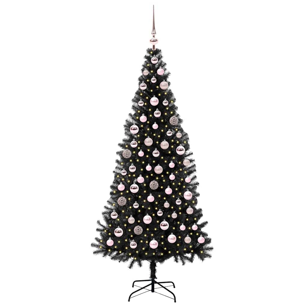 vidaXL Christmas Tree with 300 LEDs with Stand Black 180 cm PVC