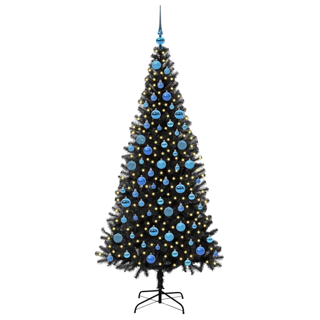 vidaXL Christmas Tree with 300 LEDs with Stand Black 180 cm PVC