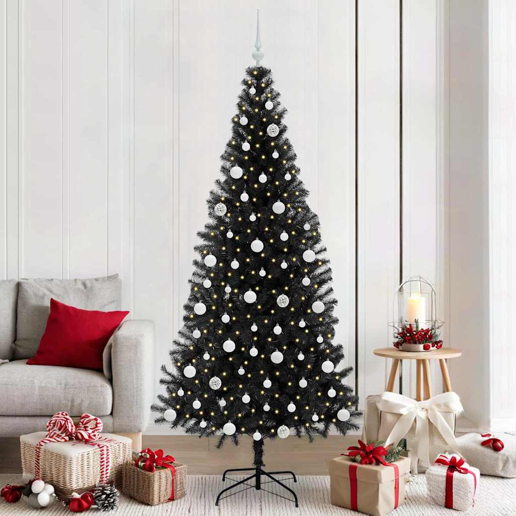 vidaXL Christmas Tree with 300 LEDs with Stand Black 210 cm PVC
